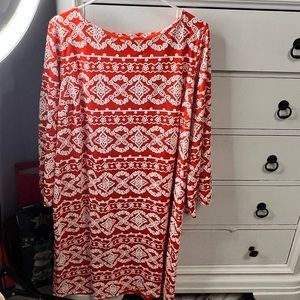 Shelby & Palmer red-orange and white dress!